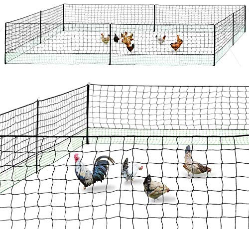 IDMarket - Kit clôture Filet à Poules 24 M avec Porte 9 piquets Double Pointe
