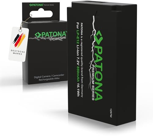 PATONA Premium LP-E12 Akku 850mAh Ersatzakku kompatibel mit Canon EOS 100D Rebel SL1 EOS M M2 M10 M50 M100 M200 2 10 50 100 200 PowerShot SX70 SX-70 SX 70 HS Battery Pack LPE12 LP E12 LPE-12