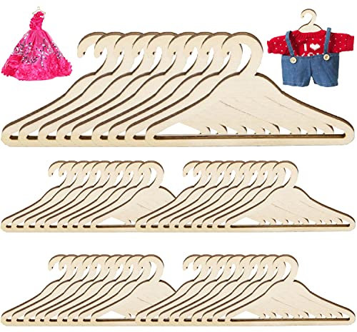 dancepandas Puppe kleiderbügel 50PCS Holz Puppekleiderbügel Länge 12,5 cm,Geeignet für Puppenkleidung