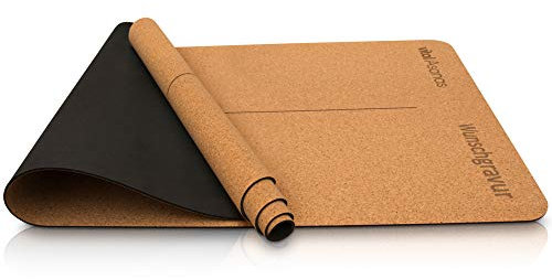 Personalisierte Premium Yogamatte Hochwertige rutschfeste Fitnessmatte mit praktischem Tragegurt - aus natürlichem Rohstoff, 100% Natur Kork - Gymnastikmatte für Yoga Pilates- mit Deiner Wunschgravur