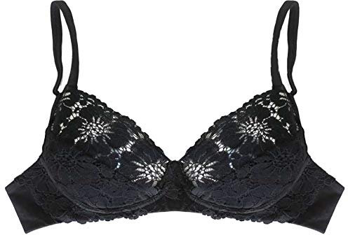 Lepel Reggiseno Senza Ferretto in Pizzo e Cotone sulla Pelle Art. 450 Coppa C (6, Nero)