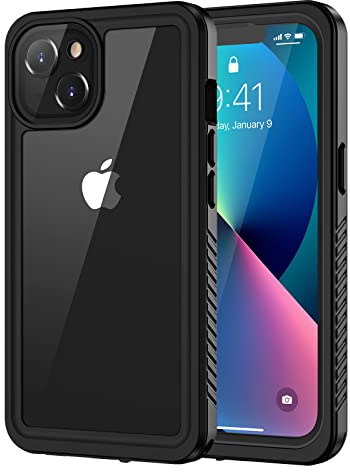 Lanhiem for iPhone 13 Case, IP68 Waterproof Dustproof Shockproof Cases with Built-in Screen Protector, Full Body Sealed Protective Front and Back Cover for iPhone 13, 6.1 inch (Black)