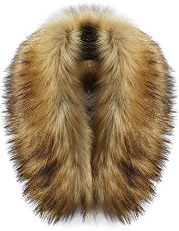 MAGIMODAC Fellkragen Pelzkragen Kunstfell Kunstpelz Fell Kragen Pelzschal Wie echt für Kapuze Kapuzenmantel Winter Parka Mantel Jacke (Braun, 90cm/35.43’’)