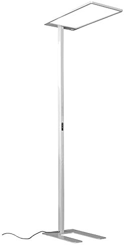 ELG Leuchten - Moderne LED Stehleuchte Büro, silber, Tageslichtsensor und Bewegungsmelder 190cm - 75 Watt 7962 Lumen 4000 Kelvin Neutralweiss Dimmbar mit direkter, indirekter Beleuchtung, Arbeitsplatz