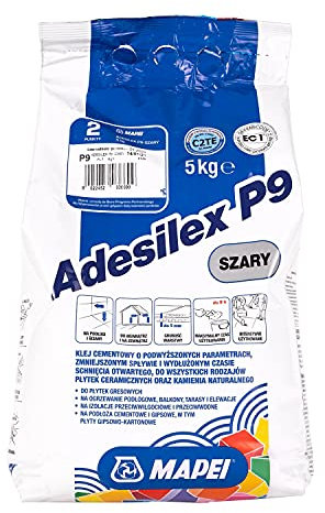 MAPEI AdesiLEX P9 5kg - Adesivo cementizio resistente e di alta qualità con tempo di apertura più lungo, per piastrelle in ceramica e pietra naturale.