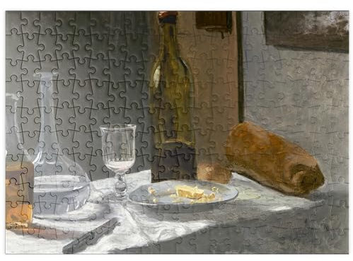 MyPuzzle Still Life with Bottle, Carafe, Bread, and Wine (1862-1863) by Claude Monet - Premium 200 Teile Puzzle - MyPuzzle Sonderkollektion von Æpyornis
