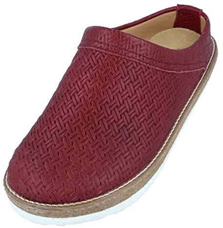 HAFLINGER Travel-Classic Eleganter Clog aus Leder mit Gummisohle Rot (Braided Bordeaux), Gr. 36