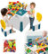LARS360 6 in 1 Bausteine Spieltisch Kindertisch mit Stuhl Aktivitätstisch mit Aufbewahrungsbox Multifunktionaler Bausteintisch Doppelseitiger Tischplatte (Mit 162 Blöcken)