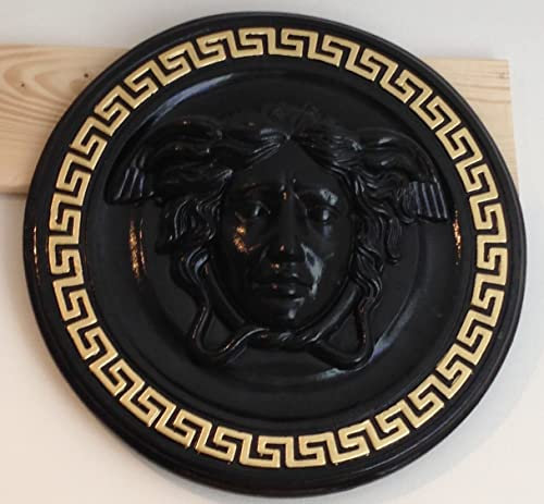 Bavary Wandrelief Wandbild Medusa Kopf Mäander Antik Stil 50.cm Handbemalt Retro Vintage Griechischer Kopf