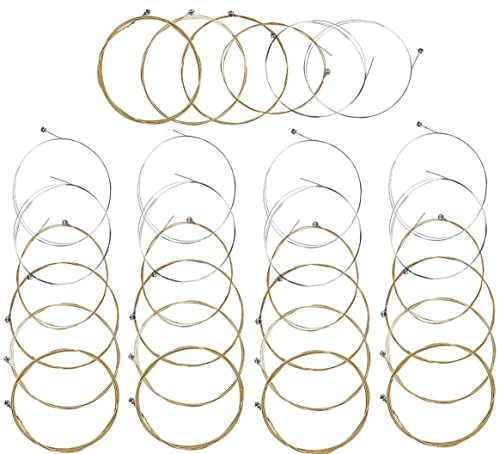 TUOREN 5 Sets mit 6 Saiten Gitarrensaiten Ersatz Stahl Gitarrensaiten für Akustikgitarre Gold Ball End