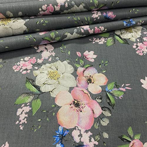 PINaPIN Baumwollgewebe Baumwollstoff 100% Baumwolle Stoffe meterware zum nähen Bettzeug, Dekorationen, Schutzmasken, Tischdecken 160cm (Apfelblüten, Schwarzgrauu)