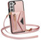 ZCDAYE Hülle für Samsung Galaxy S23 mit Band, Leder Galaxy S23 Handyhülle Handytasche Kleine Geldbörse Handykette Umhängetasche Case für Samsung S23, Roségold