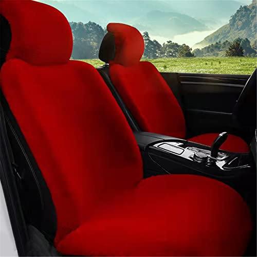GLITZFAS Universal Lammfellbezug Auto Sitzbezug, Lammfell Vordersitzbezug, Wolle Schaffell Autositzbezug Sitzauflage (Rot)
