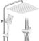 Rainsworth Colonna Doccia senza Miscelatore, Doccia a pioggia quadrata in acciaio inox 30 * 30 cm, Set Doccia Completo, Soffione Doccia, Altezza Regolabile Asta Doccia, Cromo