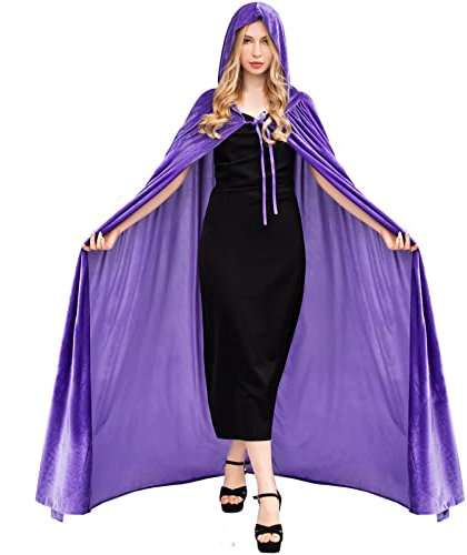 Chitomars Mantello con Cappuccio, Halloween Costume Donna Velluto Strega Vampiro Mantello Halloween Carnevale Masquerade Adulti Cosplay Costume Viola