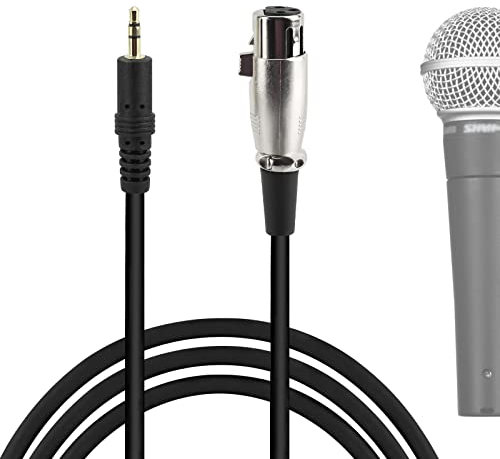 GEEKRIA for Creators 3.5MM Male to XLR Female Microphone Cable 8 FT / 2.5 M, Compatible with Shure SM58, SM57, SM48, SM7B, MV7, PGA48, PGA58, BETA 58A, Balanced Mic Cord (Black)