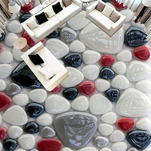 Benutzerdefinierte selbstklebende Boden Wandbild Tapete 3D kreative bunte Stein Bodenfliesen Aufkleber Badezimmer Wohnzimmer PVC Tapete 3 D, 430 * 300 cm