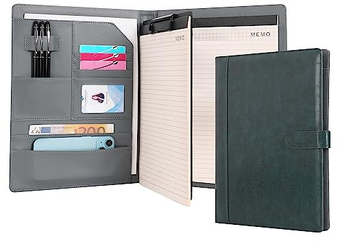 Wason A4 Schreibmappe Dokumentenmappe Leder PU Portfolio mit Klemmbrett Notizblock Formularhalter für Interviewplaner Konferenz Vorträge Organisatoren (Dunkelblau)