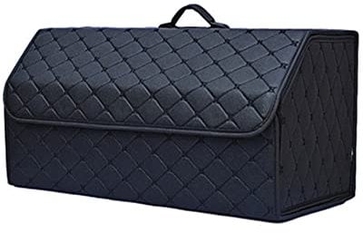 Car Collapsible Trunk Boot Tidy Storage Organiser Box for Mercedes Benz AMG GT CLK CLS GLC GLA GLE GLK GLS GL SLK PU Leather Waterproof Multifunctional With Lid Foldable Organize,Black Style-L