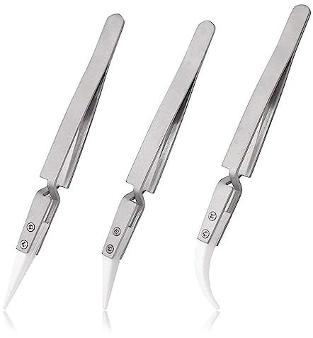 Mesee 3 Stück Edelstahl Präzisions Pinzette, Elektronische Pinzette, Antistatik Keramik Pinzettes für Elektronik Reparaturen, Schmuck, Computer, Labor Arbeiten und Präzisionsarbeit