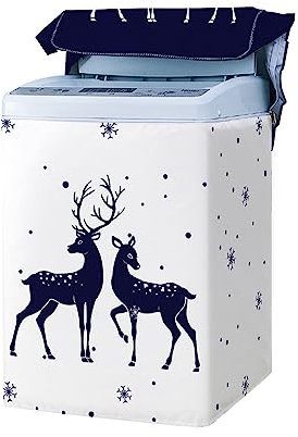 Odot Housse de Protection pour Machine à Laver, Chargement par Le Haut Couvre-Machine Protecteur Anti-Poussière Couverture pour Machine Sèche-Linge et Lave-Linge (Wapiti,L (6.8-8kg))
