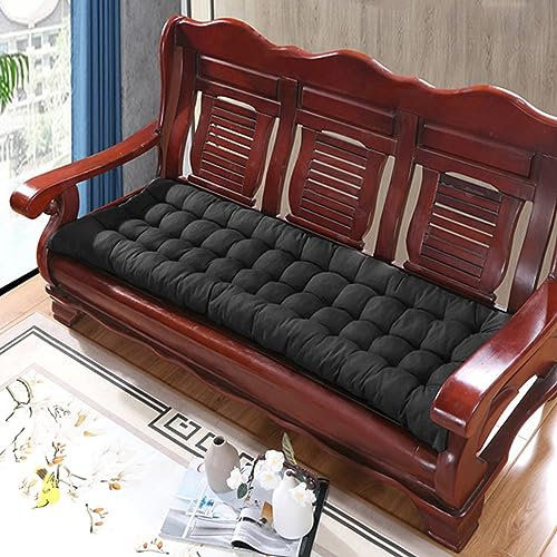 Xpnit Dicke Baumwollbank-Sitzkissen, 2- und 3-Sitzer, 8 cm dick, lang, Bank-Sitzkissen, Sofa-Bodenkissen, für Zuhause, Garten, drinnen und draußen (120 x 40 cm, Schwarz)