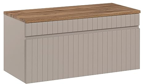 Lomadox Waschtischunterschrank 100 cm Auszug Kaschmir Eiche Nb. B/H/T ca. 100,4/48,5/46 cm