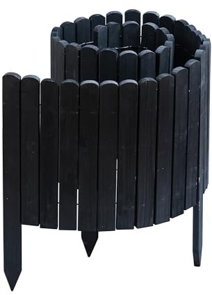 Gartenwelt Riegelsberger Rollboarder Anthrazit Länge 203 cm Zaunhöhe 40 cm Holzzaun Mähkante Rasenkante Tannenholz