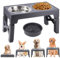 TIDEVAN Gamelle Chien Surelevee Gamelle Eau Surélevée Réglable 4 Hauteurs RéGlables Porte Gamelles pour Chiens avec Gamelle Anti-Glouton et Gamelle Eau Anti-Éclaboussure Bols en Acier Inoxydable(Gris)