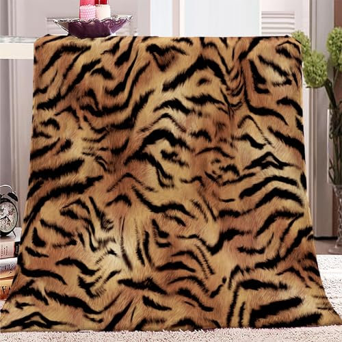 XCWYF Decke Sofa Kuscheldecke braunes Tigermuster Flauschige SofaDecke, Super weich kuschelig Flanell Fleecedecke als Tagesdecke, Sofaüberwurf, Wohndecke 130x150cm