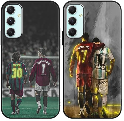 [2 Stück] Schutzhülle für Samsung Galaxy A34 5G Hülle 6.6,Handyhülle Fußball Sport Soccer Muster Design Motiv Fußball-Athleten Soft Silikon TPU Stoßfest Bumper Cover Case für Samsung Galaxy A34,M9