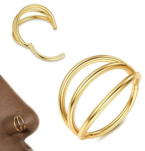Diamday Doppelt/Dreifach Hinged Hoop nasenpiercing-316L Chirurgenstahl Nasenring Piercing Clicker Septum Schmuck Helix Lippenringe Knorpel Ohrring Turm Tragus Körper Piercing Schmuck 18G 16G