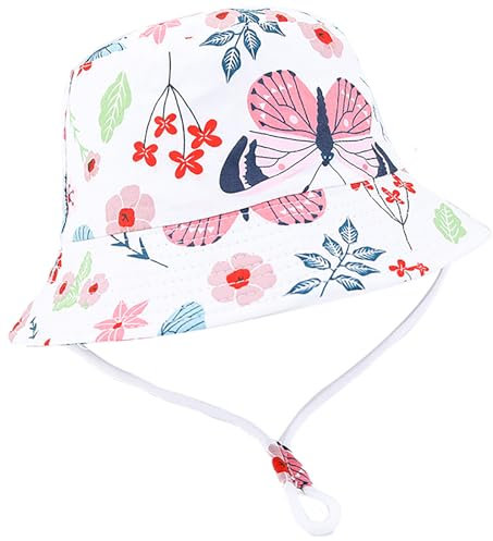 Malaxlx Kleinkind Sonnenhut Schmetterling Fischerhut Kinder UV Schutz Sommerhut Strandhut Bucket Hat Eimer Hut für 2-4 Jahre Mädchen Jungen