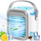 Portable Air Conditioner, Small Mobile Air Conditioner, Personal Space 3-in-1 Cooler with 3 Wind Speeds & 7 Colors Light, Evaporative Cooler USB Rechargeable for Home Office Bedroom