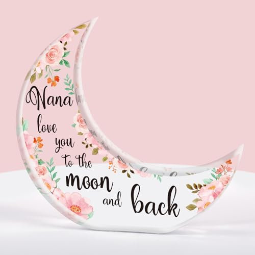 Einanmut Nana-Geschenke – Acryl-Mond-Deko – Weihnachtsgeschenke, berührende Sprüche, gravierte Geschenke für Oma, Geburtstagsgeschenke, tolle Oma Geschenke für Weihnachten, Geburtstag, Erntedankfest,