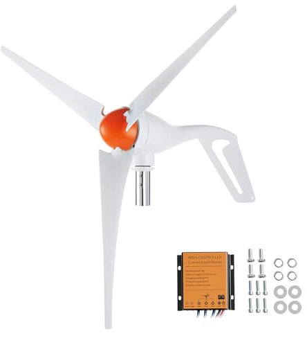 VEVOR Kit de Generador de Turbina Eólica 500 W 24 V 3 Palas Controlador MPPT Dirección del Viento Ajustable Velocidad de Arranque del Viento 2,5 m/s para Hogar, Granja, Vehículos Recreativos, Barcos
