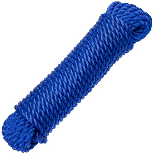 AERZETIX - C76294 - Corda intrecciata in polipropilene Ø8mm x 15 m - colore blu - ottima visibilità cinghia merceria tempo libero pendente interno esterno giardinaggio