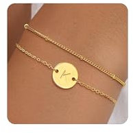 ZHESHY Gold Armband Damen 14k Gold Buchstaben Initialen Armbänder Armreifen A-Z Goldenes Charm Armkette Bracelet Personalisiert Verstellbare Goldschmuck Damen Für Frauen Teenager Mädchen Geschenke