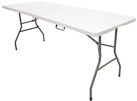 The Homeweeks Mesa Plegable Solid 240cm portátil normativa Uso público Interior/Exterior (EN 581-1/3) Tablero Resina HDPE 4cm Capacidad 8/10 Personas y Carga 150 kg. Multiuso