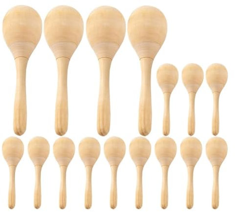 Geroosaty 12 Stück Unlackierte Hölzerne Maracas, Rohholz, Rumba-Shaker, Rassel, Orff-Handpercussion-Musikinstrument für Erwachsene und Kinder