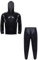 TiaoBug Herren Wetlook Jacke Kapuzenjacke mit Reisverschluss + Lange Lack Leder Hose Dehnbund Sporthose Jogginghose Jogger Pants Zweiteiler Sportbekleidung Set Schwarz L