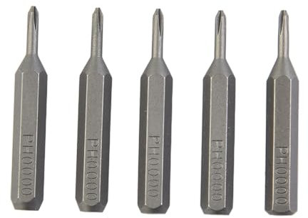 ZSjing Schraubendreher-Bits, 4 mm, Sechskantschaft, 28 mm, Kreuz, PH0000, PH000, PH00, PH0, PH0, Stahl, magnetische Schraubendreher-Bits für Elektrowerkzeuge, 5 Stück