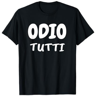 Frasi, Odio Tutti Camiseta con Estampado de Letras para Mujer, Manga Corta, Talla S, Negro