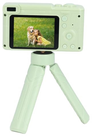 Digital Camera for Adults Beginners, 4K Digital Point and Shoot Camera with 2.4in Screen, 8X Zoom Vlogging Camera with Fill Light Stand for Photography (Green)