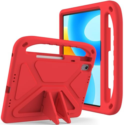 Eabhulie Carcasa para Huawei MatePad 11.5 S 2024 Antigolpes Funda de EVA con Asa y Soporte, Cubierta Ligera y Antideslizante para Niños Rojo