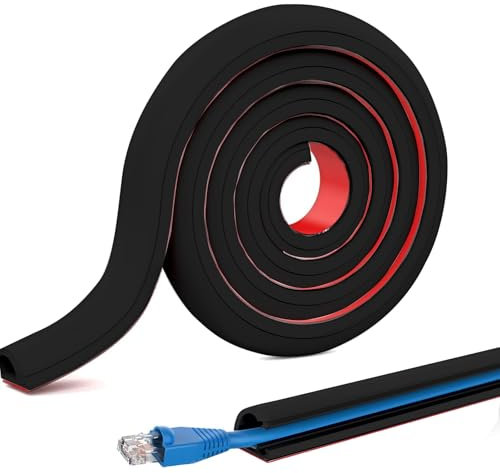 Pasacables flexible para suelo – Puente de cables extraíble – 1 m x 15 mm – Cubierta de cables y protección de cables para el hogar, hotel, oficina, almacén (negro)