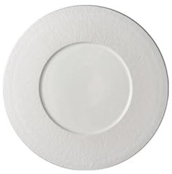 Platos de cena modernos Plato de cena occidental de cerámica negra de 12 pulgadas, plato plano redondo, vajilla de cerámica, plato de cocina exquisito, utensilios de cocina Servicio de cocina(Blanco)