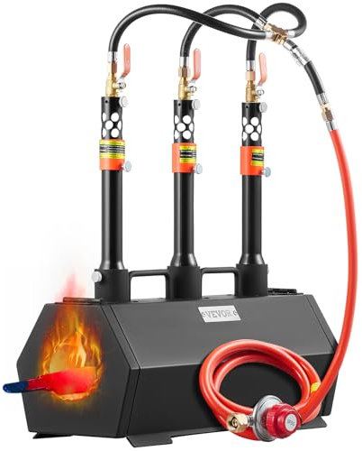 VEVOR Forgia a Gas Propano Bruciatore per Coltelli Metalli Attrezzature Forgiatura, Forgia a Forma Esagonale in Acciaio Laminato a Freddo 3 Bruciatori Portabile, Forgia a Gas per Coltelli Max. 1427℃