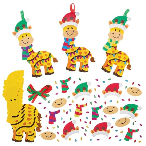 Baker Ross FN324 Giraffe Christmas Tree Lights Mix and Match Kits - Pack of 8, Christmas Arts and Crafts for Kids, Christmas Decorations