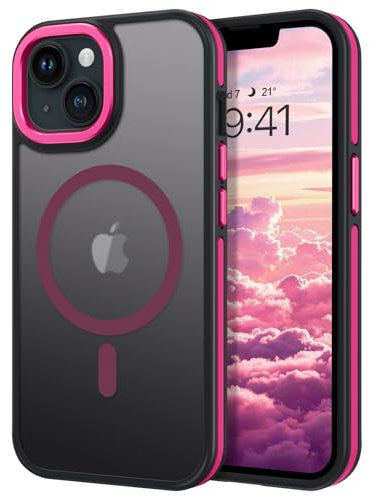 GaoBao Magnetic for iPhone 14 Plus Case,[Compatible with MagSafe] Slim iPhone 14 Plus Phone Case Translucent Matte Back Women Men Thin Anti-Slip Shockproof Cover for iPhone 14 Plus,6.7 inch,Hot Pink